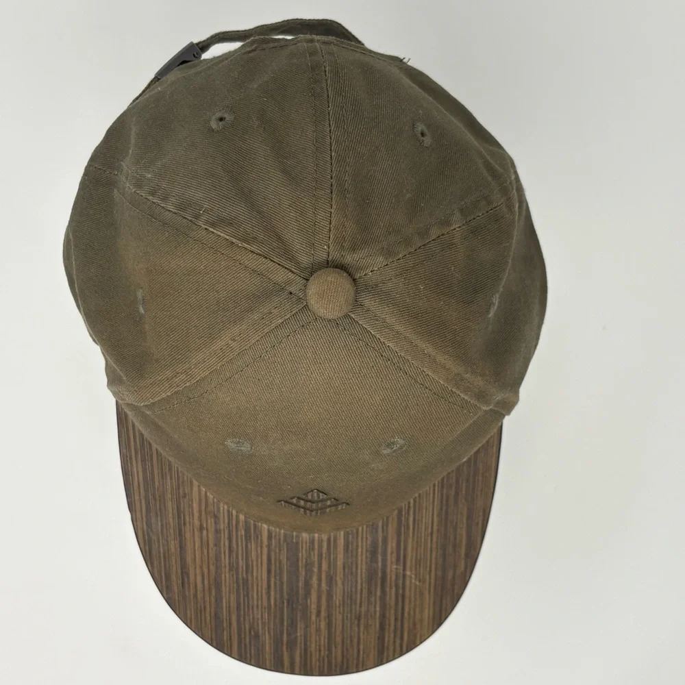 TruWood Wooden Brim Baseball Hat cap Adjustable One Size Green Brown 100% Cotton - Picture 9 of 12